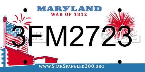 3FM2723 Maryland License Plate