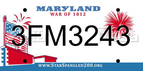 3FM3243 Maryland License Plate