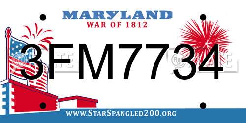 3FM7734 Maryland License Plate