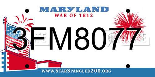 3FM8077 Maryland License Plate