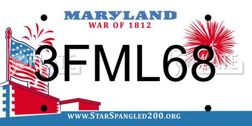 3FML68 Maryland License Plate