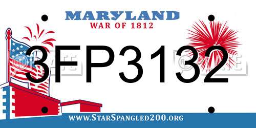 3FP3132 Maryland License Plate