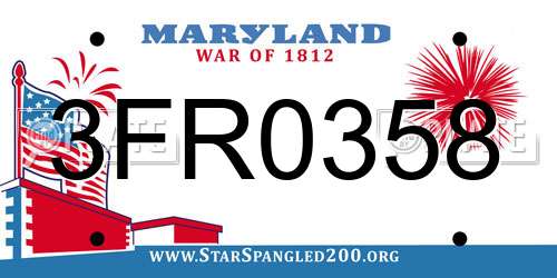 3FR0358 Maryland License Plate