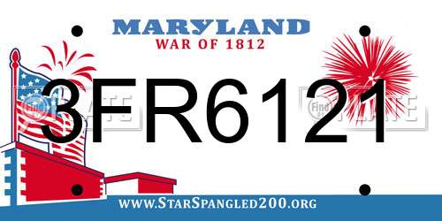 3FR6121 Maryland License Plate
