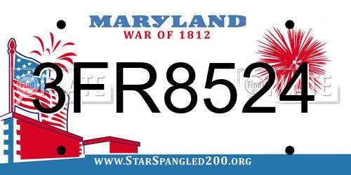 3FR8524 Maryland License Plate