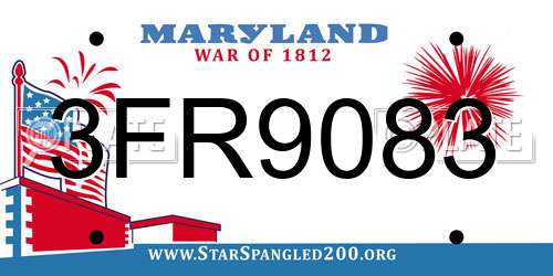 3FR9083 Maryland License Plate