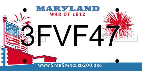 3FVF47 Maryland License Plate