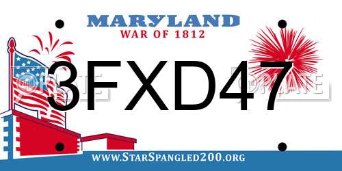 3FXD47 Maryland License Plate