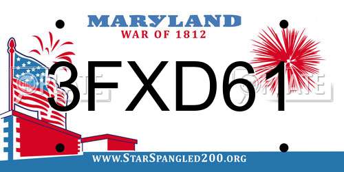 3FXD61 Maryland License Plate