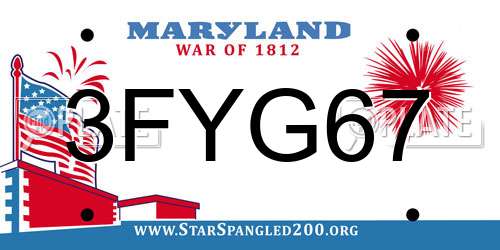 3FYG67 Maryland License Plate
