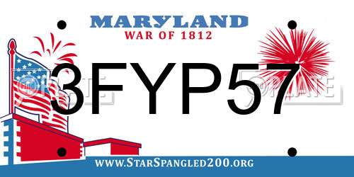 3FYP57 Maryland License Plate