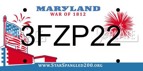 3FZP22 Maryland License Plate