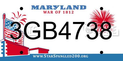 3GB4738 Maryland License Plate