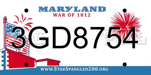 3GD8754 Maryland License Plate