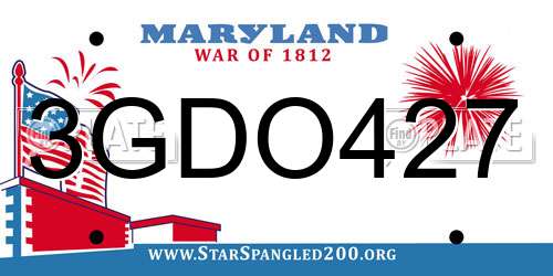 3GDO427 Maryland License Plate