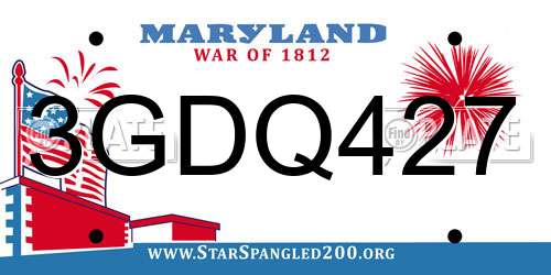 3GDQ427 Maryland License Plate