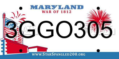 3GGO305 Maryland License Plate