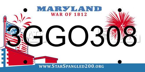 3GGO308 Maryland License Plate