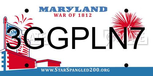 3GGPLN7 Maryland License Plate