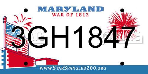 3GH1847 Maryland License Plate