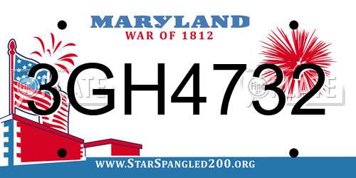 3GH4732 Maryland License Plate