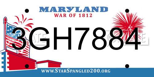 3GH7884 Maryland License Plate
