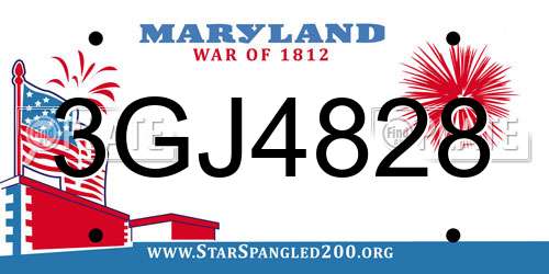 3GJ4828 Maryland License Plate