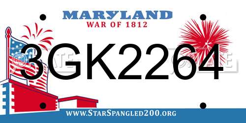 3GK2264 Maryland License Plate