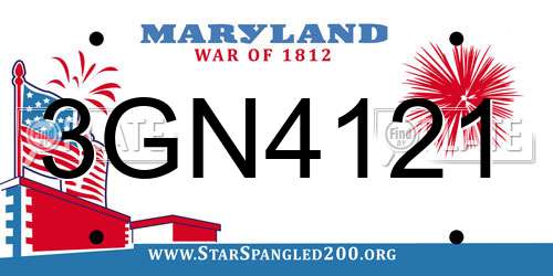 3GN4121 Maryland License Plate