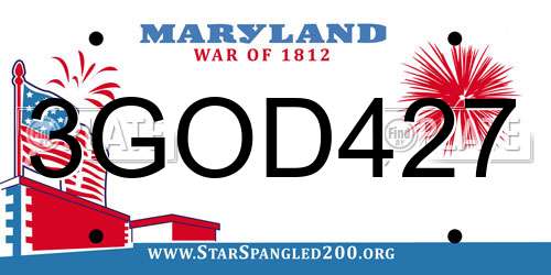 3GOD427 Maryland License Plate