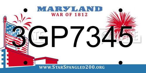 3GP7345 Maryland License Plate
