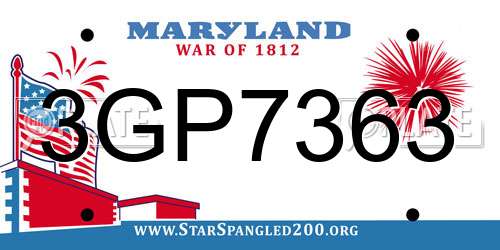 3GP7363 Maryland License Plate