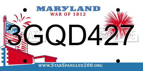 3GQD427 Maryland License Plate