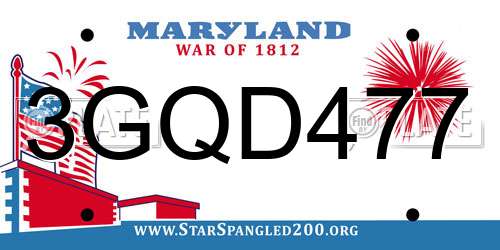 3GQD477 Maryland License Plate