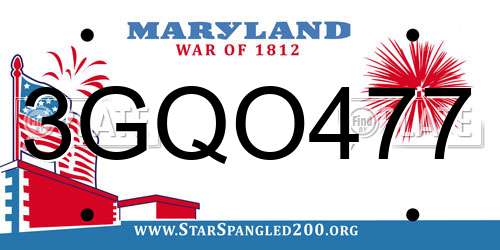 3GQO477 Maryland License Plate
