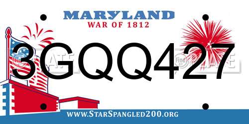 3GQQ427 Maryland License Plate