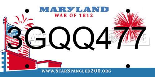 3GQQ477 Maryland License Plate
