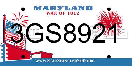 3GS8921 Maryland License Plate
