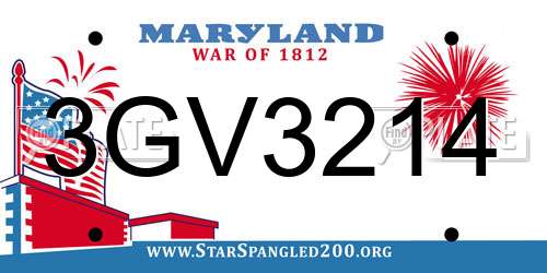 3GV3214 Maryland License Plate