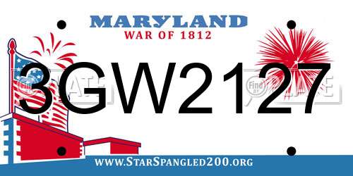 3GW2127 Maryland License Plate