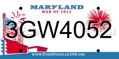 3GW4052 Maryland License Plate