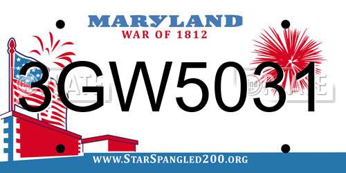 3GW5031 Maryland License Plate