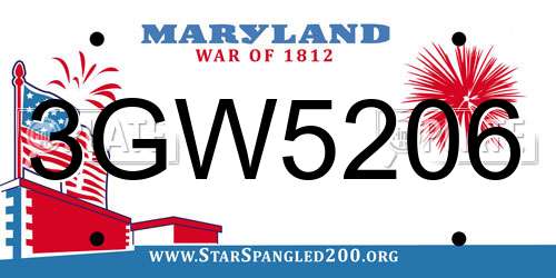 3GW5206 Maryland License Plate