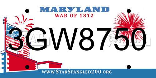 3GW8750 Maryland License Plate