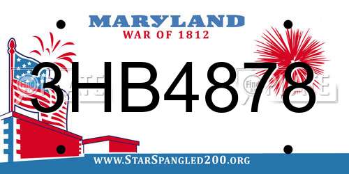 3HB4878 Maryland License Plate