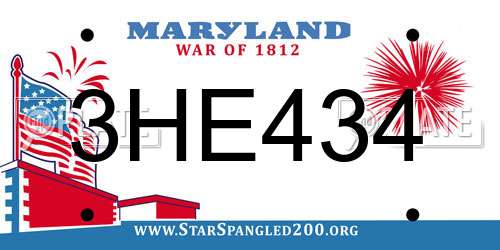 3HE434 Maryland License Plate