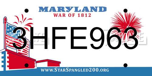3HFE963 Maryland License Plate