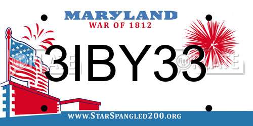 3IBY33 Maryland License Plate
