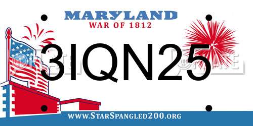 3IQN25 Maryland License Plate