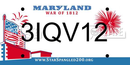 3IQV12 Maryland License Plate